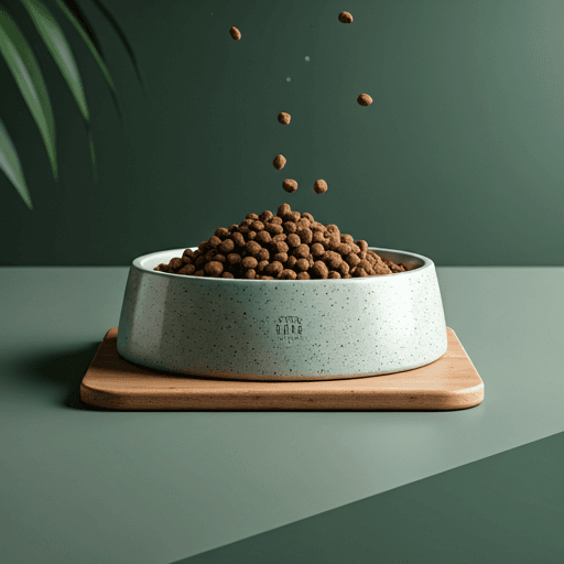 Bol cerámico con comida BARF premium de salmón y algas para perros